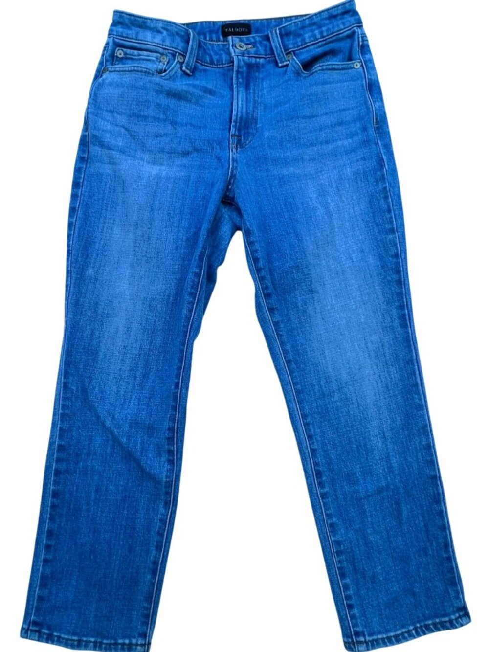 Talbots Women's Modern Ankle Jeans Stretch Denim Size 4P Blue Solid Medium Wash